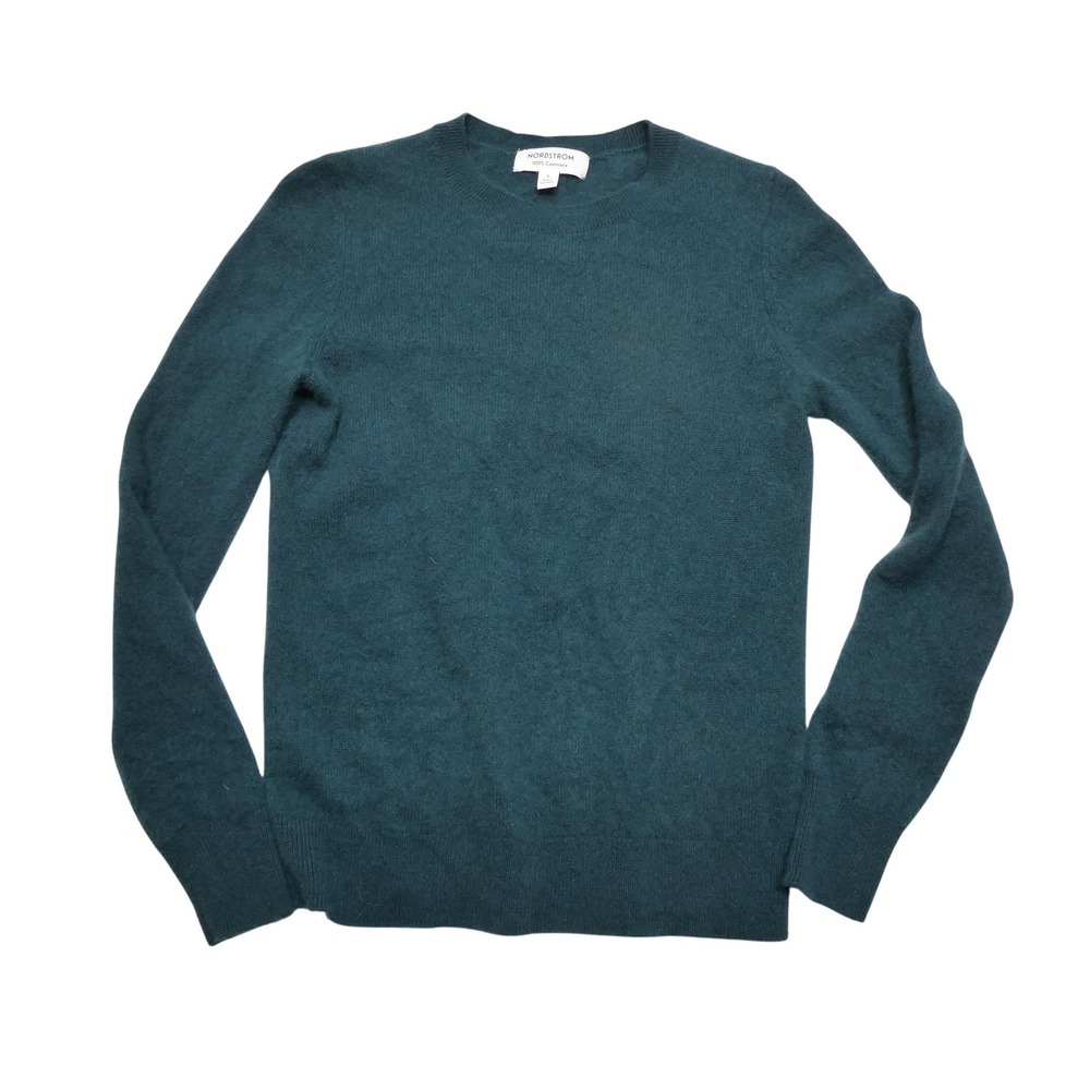 Nordstrom Sweater Womens Small Blue 100% Cashmere Crewneck Pullover Knit